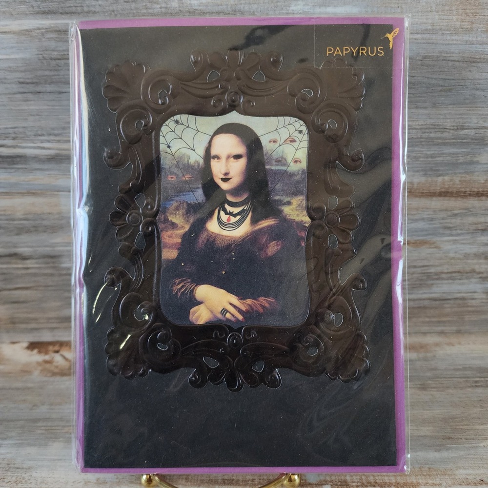 Papyrus Halloween Card Gothic Mona Lisa Spooky Art Greeting Card 05000113